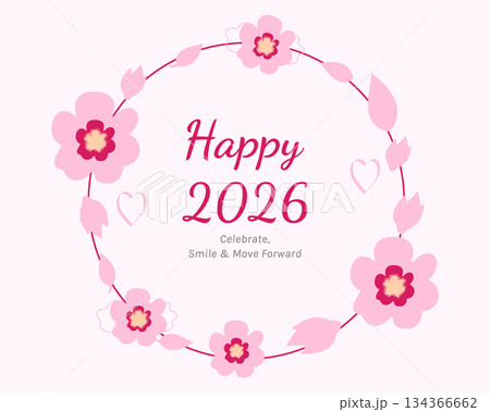 happy 2026 floral new year greeting background happy 2026 floral new year greeting background 134366662
