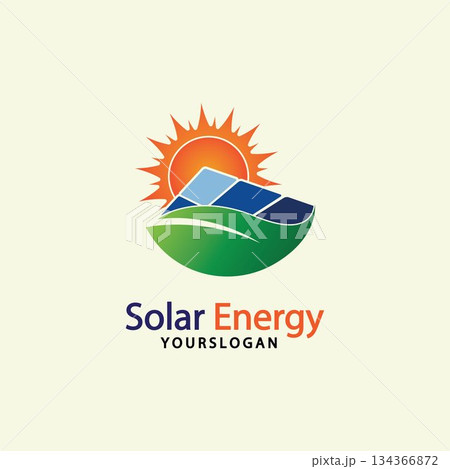 Sun solar energy logo design template. solar tech logo designsv 134366872