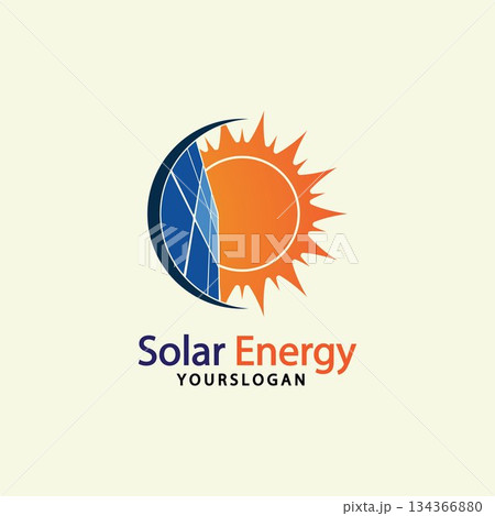 Sun solar energy logo design template. solar tech logo designsv 134366880