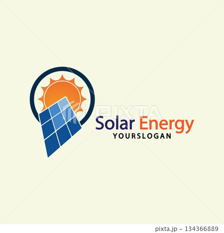 Sun solar energy logo design template. solar tech logo designsv 134366889