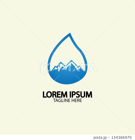 Water drop with mountain river icon Logo vector illustration for water business stock illustration 134366970
