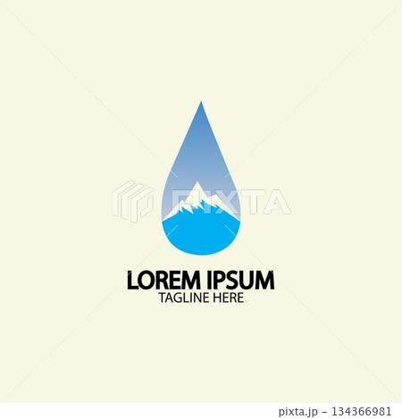 Water drop with mountain river icon Logo vector illustration for water business stock illustration Water drop with mountain river icon Logo vector illustration for water business stock illustration 134366981
