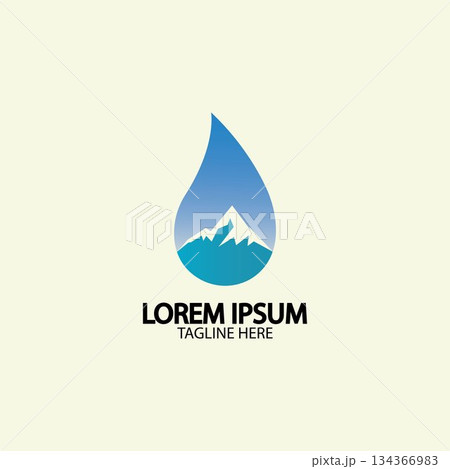 Water drop with mountain river icon Logo vector illustration for water business stock illustration Water drop with mountain river icon Logo vector illustration for water business stock illustration 134366983