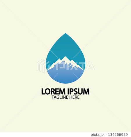 Water drop with mountain river icon Logo vector illustration for water business stock illustration 134366989