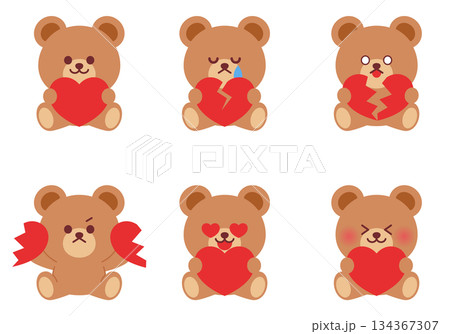 ハートを抱っこしているくまのイラスト 134367307
