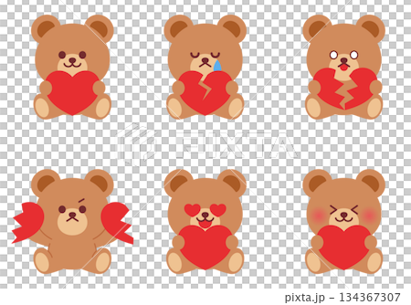 ハートを抱っこしているくまのイラスト 134367307