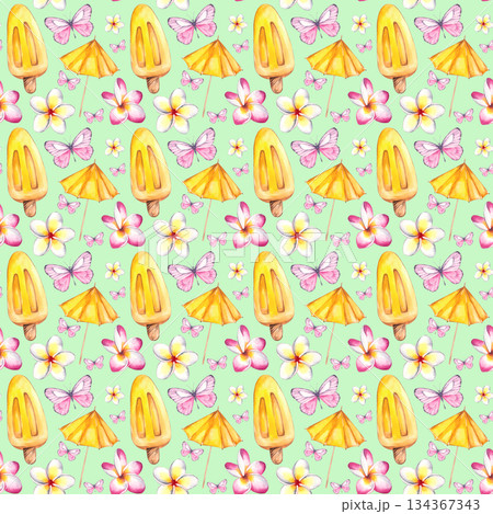 Summer watercolor illustration from the flamingo series 134367343