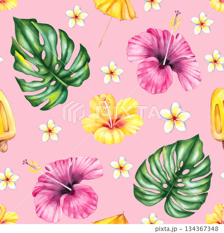 Summer watercolor illustration from the flamingo series Summer watercolor illustration from the flamingo series 134367348