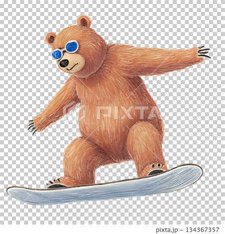 クマがスノーボードをしているイラスト 134367357
