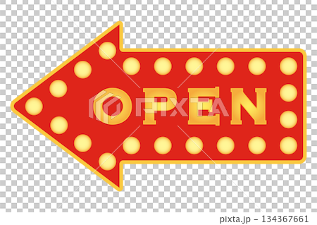 矢印型のオープン看板のイラスト 134367661