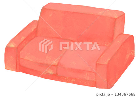 シンプルな二人がけのソファのイラスト シンプルな二人がけのソファのイラスト 134367669