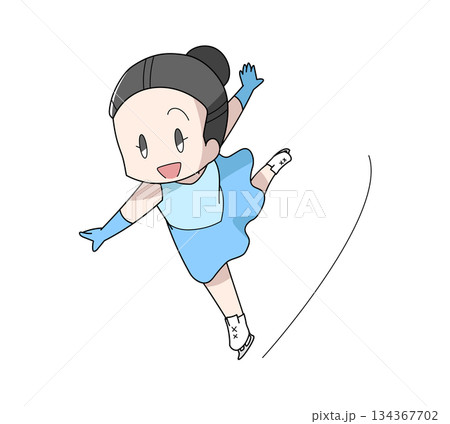 フィギュアスケートで演技をする女性のイラスト フィギュアスケートで演技をする女性のイラスト 134367702