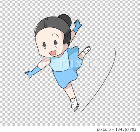 フィギュアスケートで演技をする女性のイラスト フィギュアスケートで演技をする女性のイラスト 134367702
