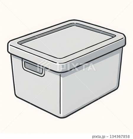 フタ付き収納ボックスの手描きイラスト 134367858