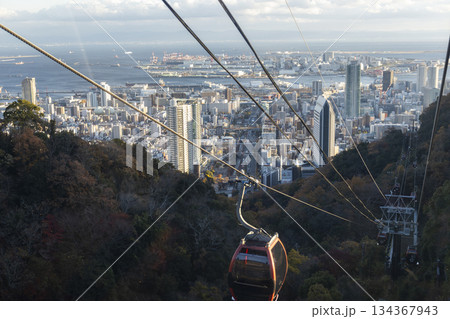 Kobe city view from Shin-Kobe ropeway,Japan. Kobe city view from Shin-Kobe ropeway,Japan. 134367943