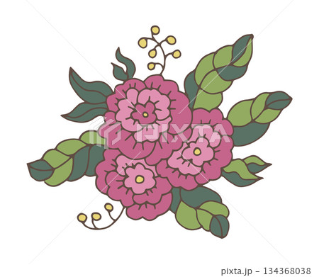Pink flower cluster vector clipart 134368038