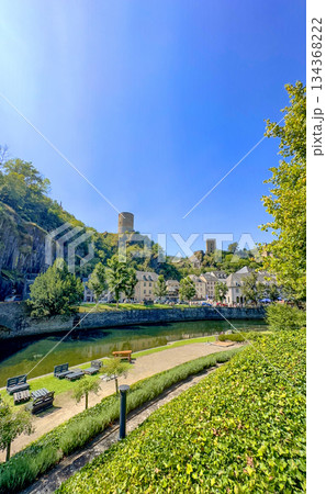 Esch-sur-Sure, Wiltz, Grand-Duche de Luxembourg, September 07, 2025, Historic ruins overlooking 134368222