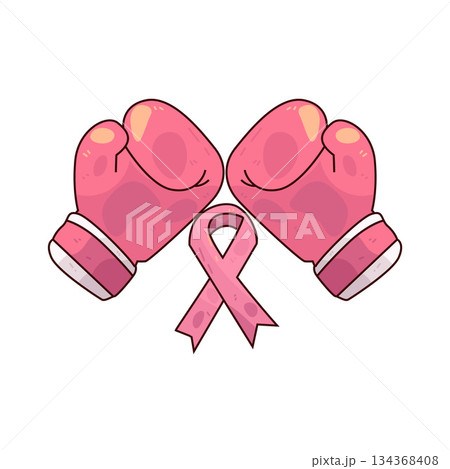 illustration of Boxing Glove with Pink Ribbon illustration of Boxing Glove with Pink Ribbon 134368408