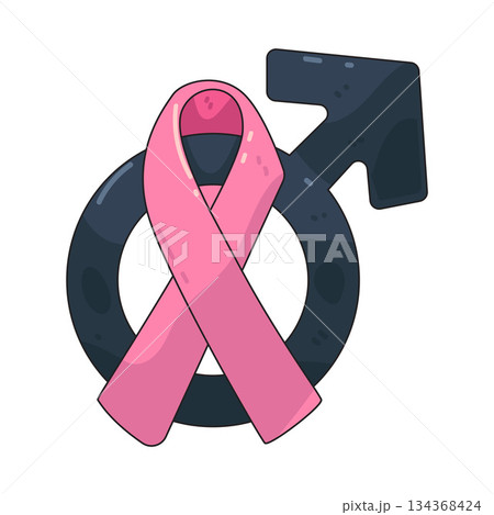 illustration of Male Symbol with Pink Ribbon illustration of Male Symbol with Pink Ribbon 134368424