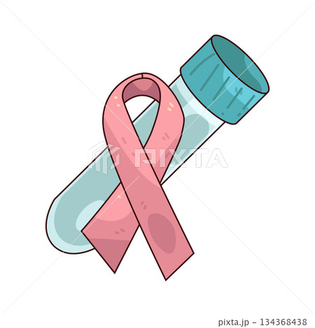 illustration of Test Tube with Pink Ribbon illustration of Test Tube with Pink Ribbon 134368438