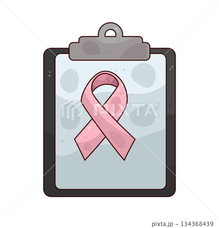 illustration of Clipboard with Pink Ribbon illustration of Clipboard with Pink Ribbon 134368439