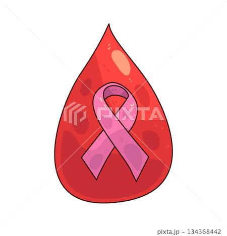 illustration of Blood Drop with Pink Ribbon illustration of Blood Drop with Pink Ribbon 134368442
