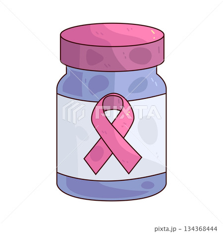 illustration of Breast Cancer Pill Bottle illustration of Breast Cancer Pill Bottle 134368444
