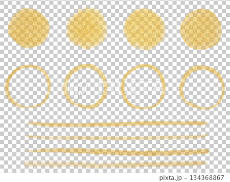 Gold circle, frame and line decoration set 134368867