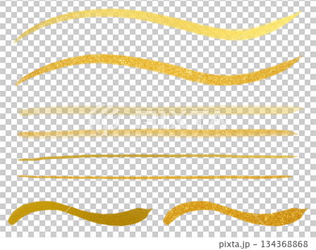 Gold: Brush-drawn line material set 134368868