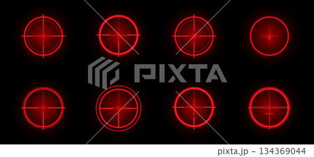 Glowing red crosshairs for a dynamic gaming interface 134369044