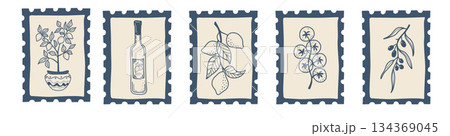 Classic Italian Food Postage Stamps Classic Italian Food Postage Stamps 134369045