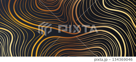 Dark Abstract Background with Golden Tree Rings 134369046