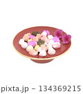 桃の節句の桃の花を添えたひなあられ 134369215