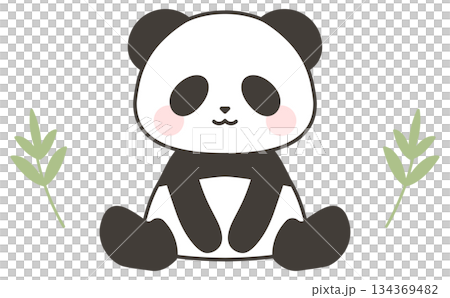 可愛的熊貓手繪角色插畫素材 134369482