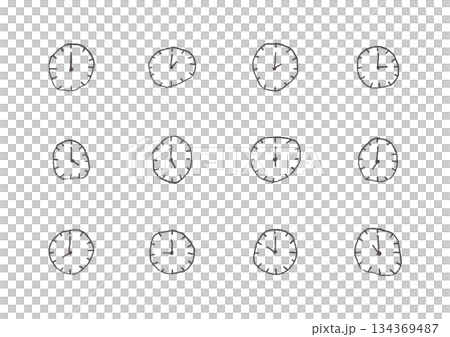 簡單的手繪時鐘插圖 134369487