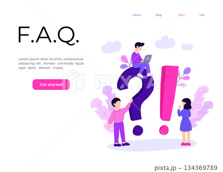 Landing page template of Frequently Asked Question Concept. Modern flat design concept of web page design for website and mobile website Landing page template of Frequently Asked Question Concept. Modern flat design concept of web page design for website and mobile website 134369789