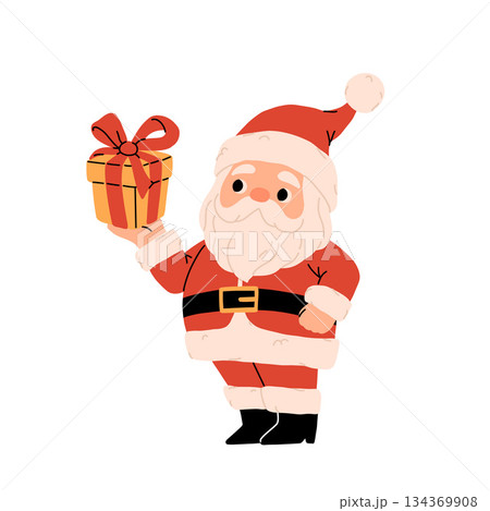 A flat vector Christmas illustration. Cute Santa Claus in different poses A flat vector Christmas illustration. Cute Santa Claus in different poses 134369908