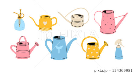 watering can, sprayer, spray gun vector clip art set. watering can, sprayer, spray gun vector clip art set. watering can, sprayer, spray gun vector clip art set 134369981