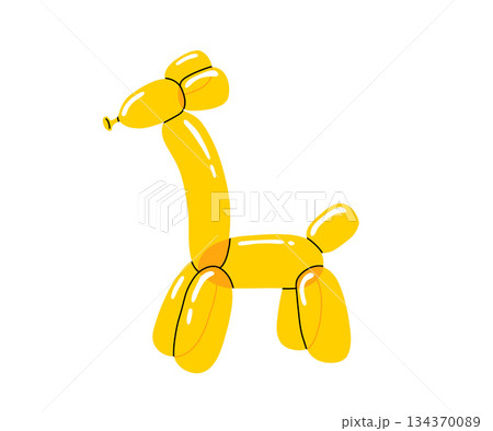 Bright yellow balloon. Bubble animal in a shape of giraffe. Vector cute illustration isolated on white background. 134370089