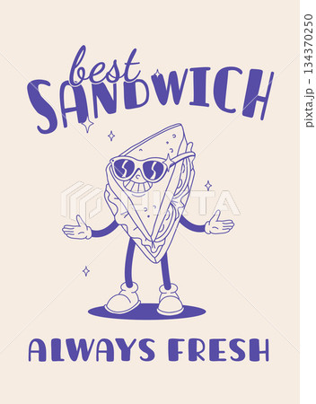 Fast food poster blue on beige. Retro groovy illustration with street food characters. Brochure with funky groovy burger, french fries, soda, ice cream, donut, pie, coffee to go. Fast food delivery Fast food poster blue on beige. Retro groovy illustration with street food characters. Brochure with funky groovy burger, french fries, soda, ice cream, donut, pie, coffee to go. Fast food delivery 134370250