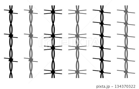 Metal wire with barbs and spikes set for steel border, prison fence and military barrier. Metal wire with barbs and spikes set for steel border, prison fence and military barrier. 134370322
