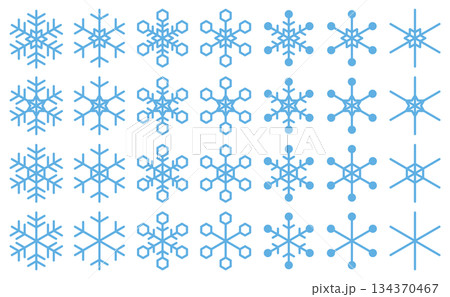 様々な形の雪の結晶アイコンのベクターイラストセット 様々な形の雪の結晶アイコンのベクターイラストセット 134370467