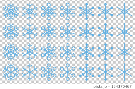 様々な形の雪の結晶アイコンのベクターイラストセット 様々な形の雪の結晶アイコンのベクターイラストセット 134370467