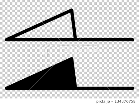 ナビゲーション・線画と塗りのある方向指示矢印・シンプルで太いモノクロの左向き矢印セット 134370759