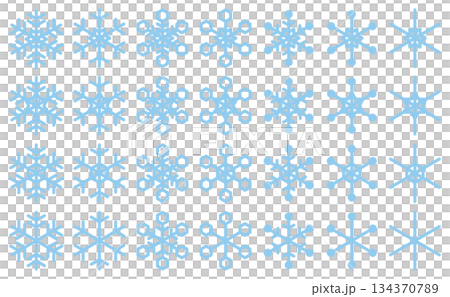 様々な形の雪の結晶アイコンのベクターイラストセット 134370789