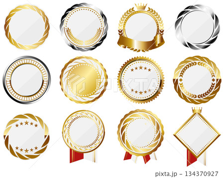 高級感のあるメタリックエンブレムフレーム12種セット　ホワイト 134370927