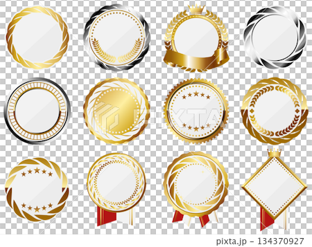 高級感のあるメタリックエンブレムフレーム12種セット　ホワイト 134370927