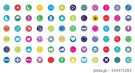 SEO icons for web design collection of various circle versions. Perfect for various promotional materials. 134371261