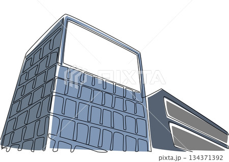 Single continuous line drawing billboard attached to buildings. Highly profitable digital billboard placement. Marketing goods and services. National Billboard Day. One line design vector illustration Single continuous line drawing billboard attached to buildings. Highly profitable digital billboard placement. Marketing goods and services. National Billboard Day. One line design vector illustration 134371392