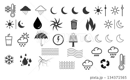 Collection of Weather, Nature, and Environmental Icons. 134371565